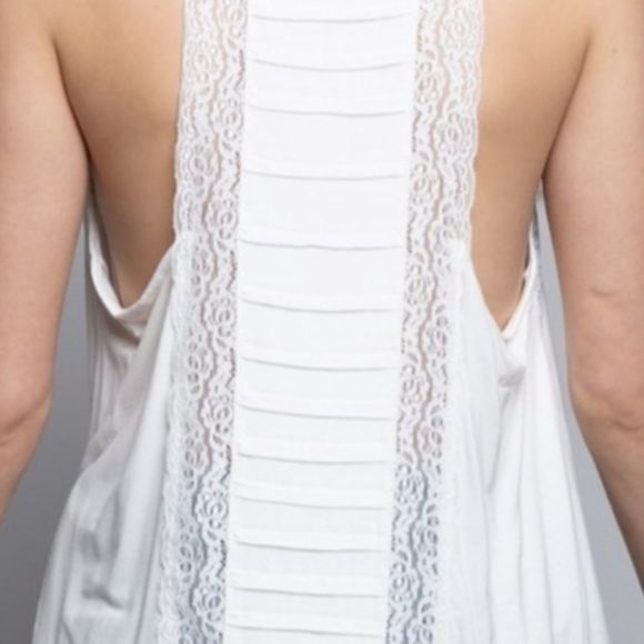 Longline Lace Detail Tunic Tank Top - Picture 3 of 6